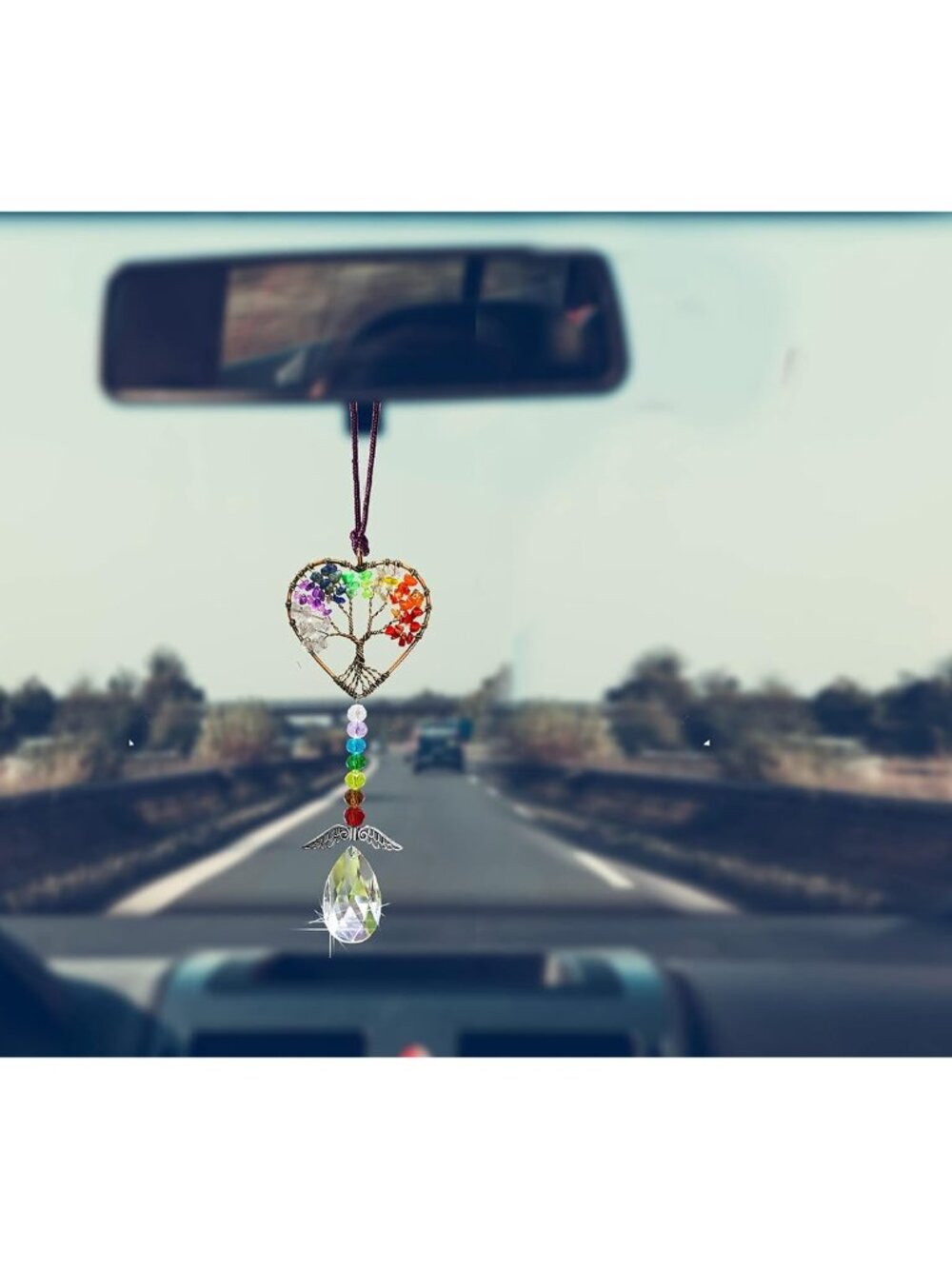Healing Crystal Decor Tree of Life Car Hanging Accessories Suncatcher with Wings - Picture 2 of 7